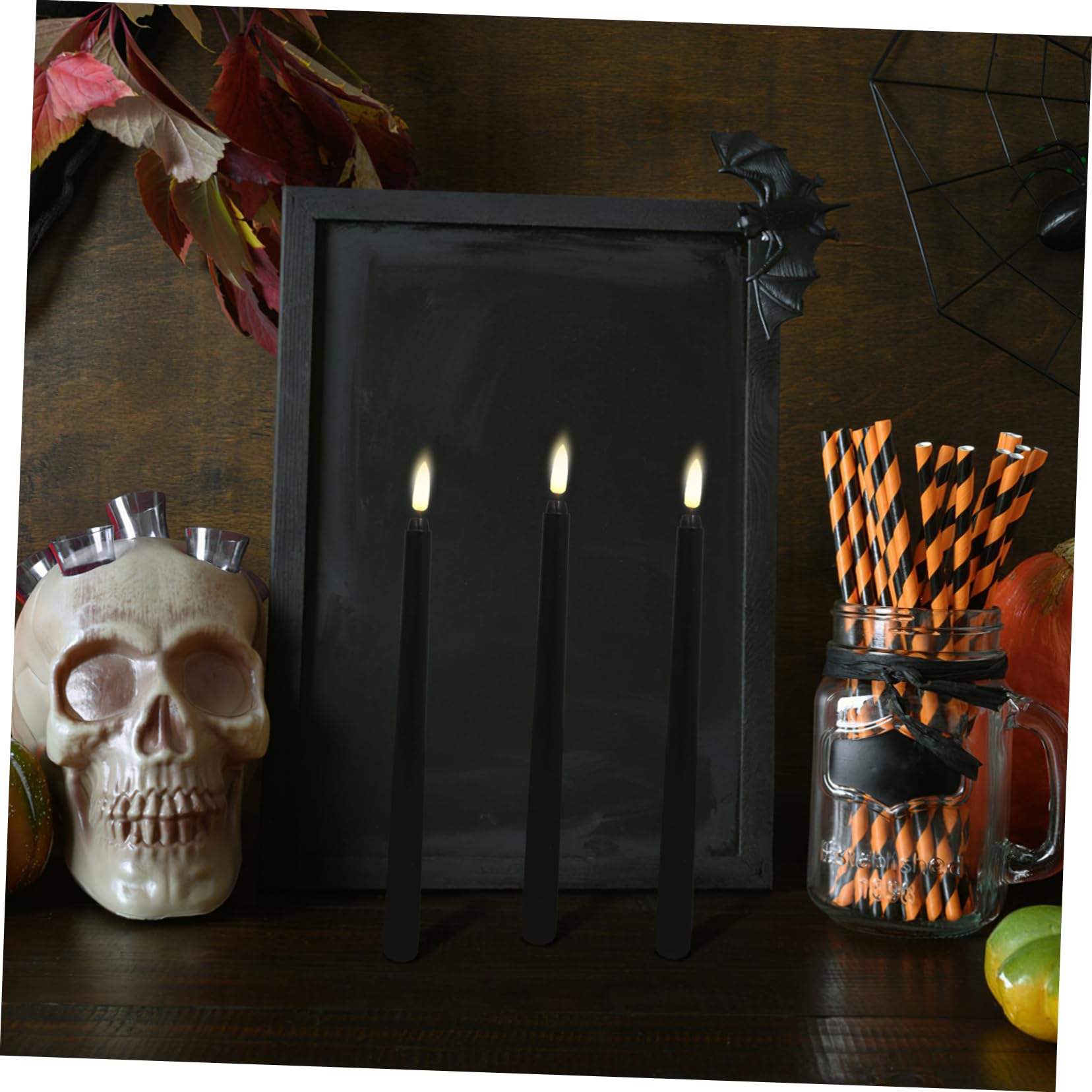 SHINEOFI 12 piezas Velas LED Decorativas Amarillas Parpadeantes para Halloween Fiesta Sin Fuego Seguridad