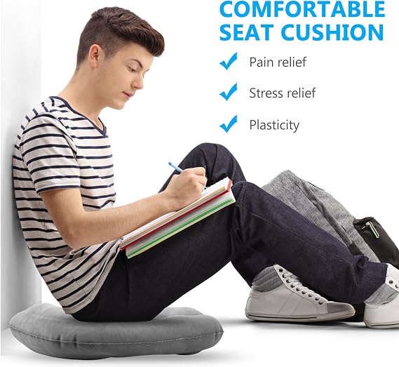 Inflatable Donut Pillow Seat Cushions, Hemorrhoid Cushion, Inflatable Cushions to Sit On, Ring Donut Cushion for Coccyx Pain Bed Sores Office Workers Drivers Pregnancy Travel Sitting,with Pump(Grey)