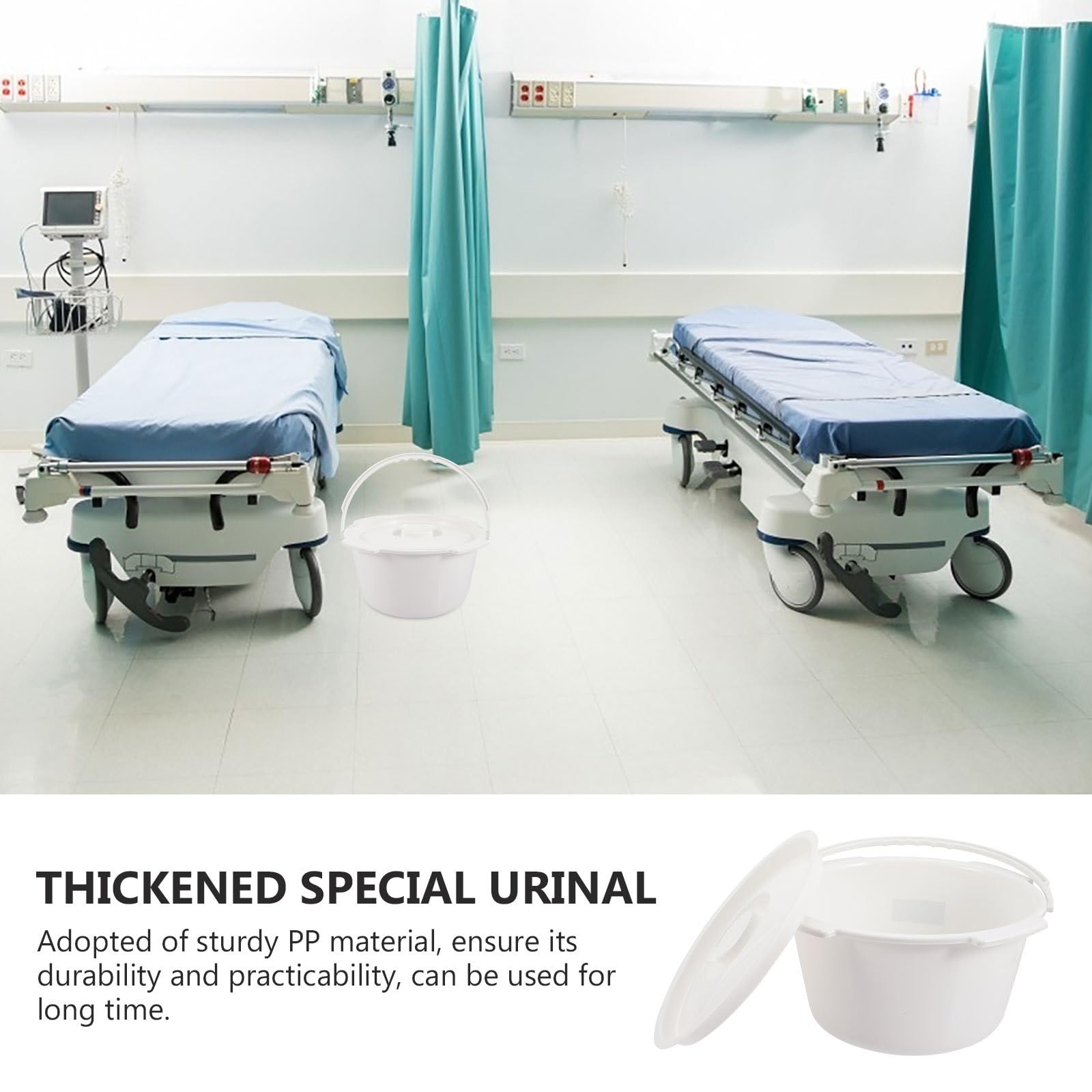 Cubo para Silla Orinal Mayores con Tapa, Cubo de Orina Grueso de Pp para Ancianos y Discapacitados, Práctico y Resistente para Uso en Hospital y Cama
