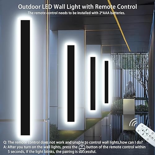 Miniatura 5 de Levxhotty Lámpara de Pared Moderna para Exteriores de 31 Pulgadas, Regulable 3000K-6000K, Aplique de Pared Lineal para Exteriores Impermeable IP65,