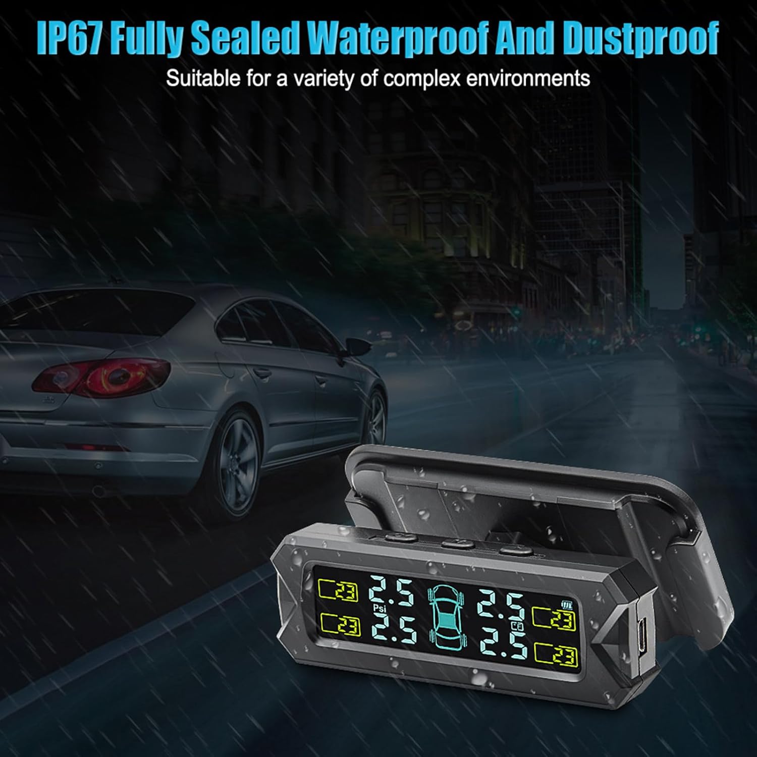 Solar Tire Pressure Systems for Car SUVs and Trucks with Intelligent Real Time Alerts Long Trips Safe Driving