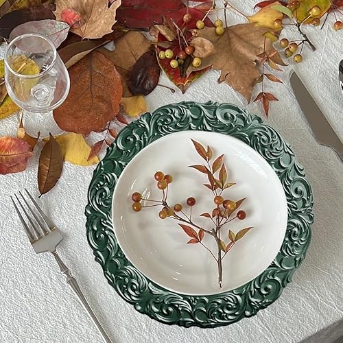 Miniatura 4 de Platos de carga dorados antiguos, cargadores de platos de cena de 13 pulgadas, utensilios redondos para servidor. Juego de 6 cargadores de plástico