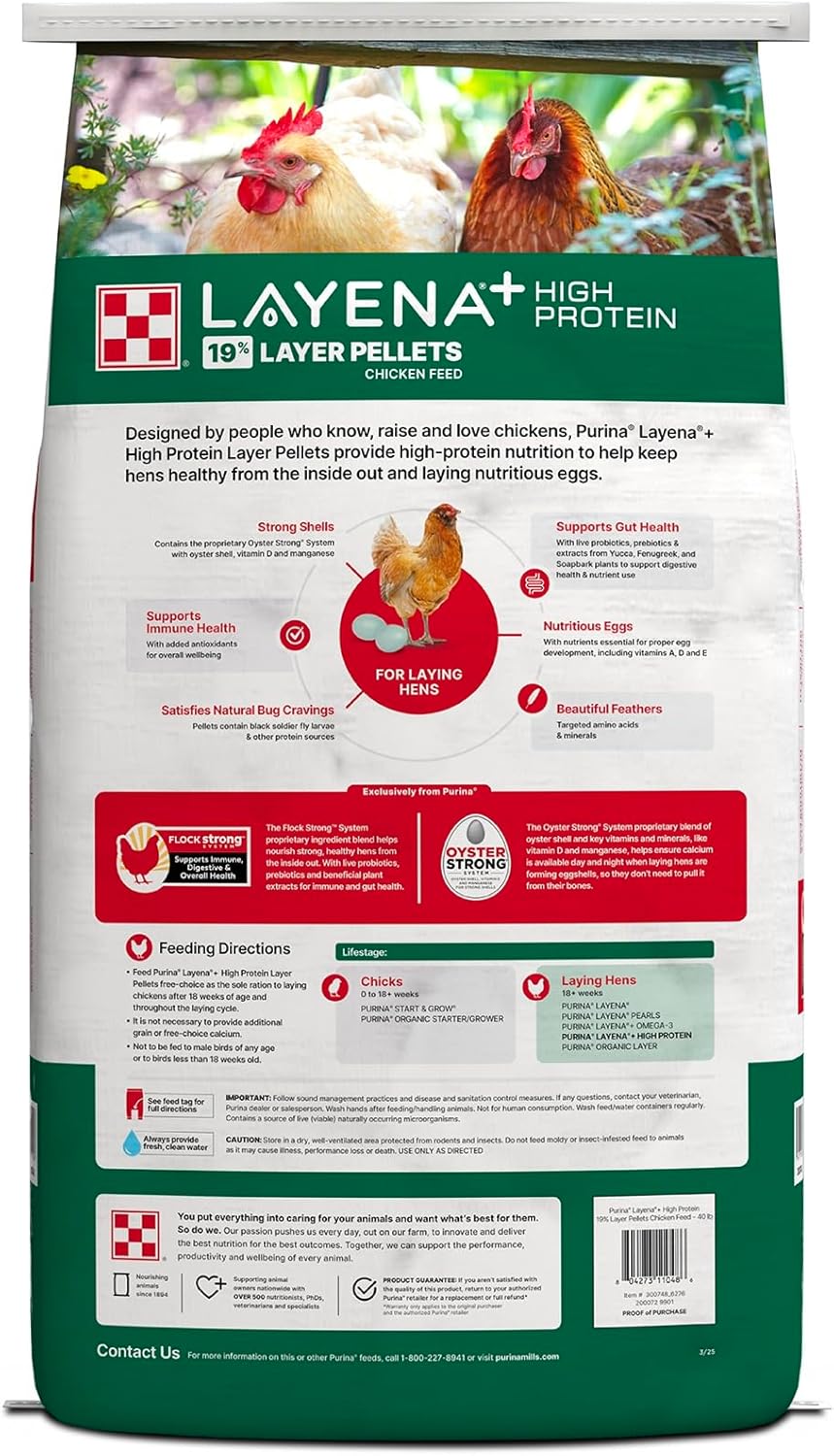 Purina Layena + High Protein Layer Chicken Feed (40 Pound)