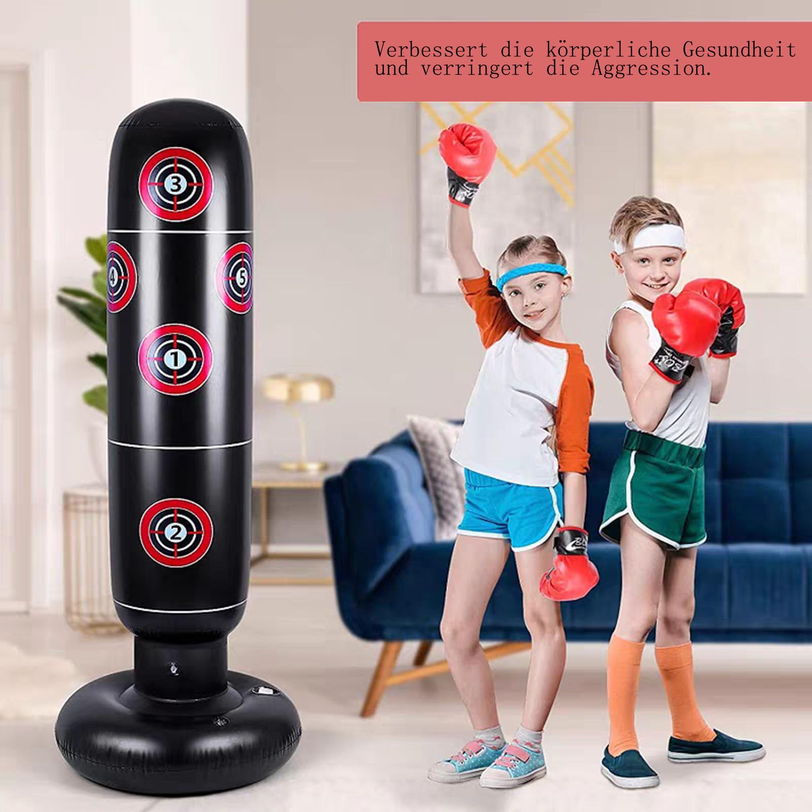 Saco de boxeo infantil de pie 168 cm PVC para entrenamiento niños 3-12 años