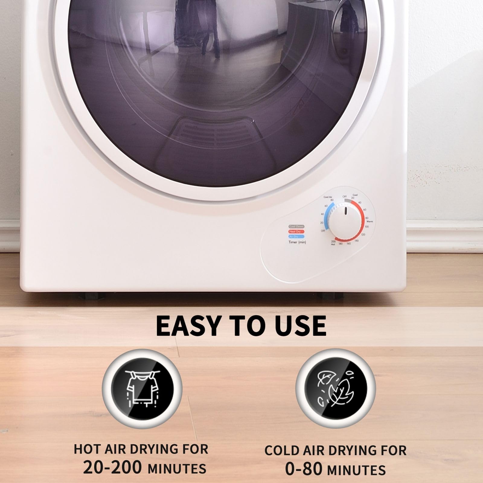 Mini sèche-linge mural 2,5 kg double filtre chauffage céramique PTC tambour acier inoxydable