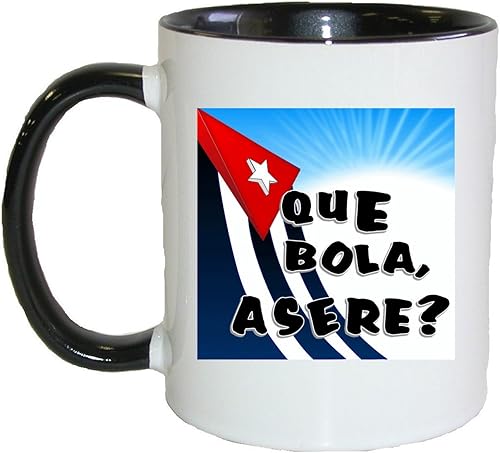 Miniatura 1 de Taza En Espanol Dicho Cubano Que Bola Asere De Chocolate Café o Te (Negro)