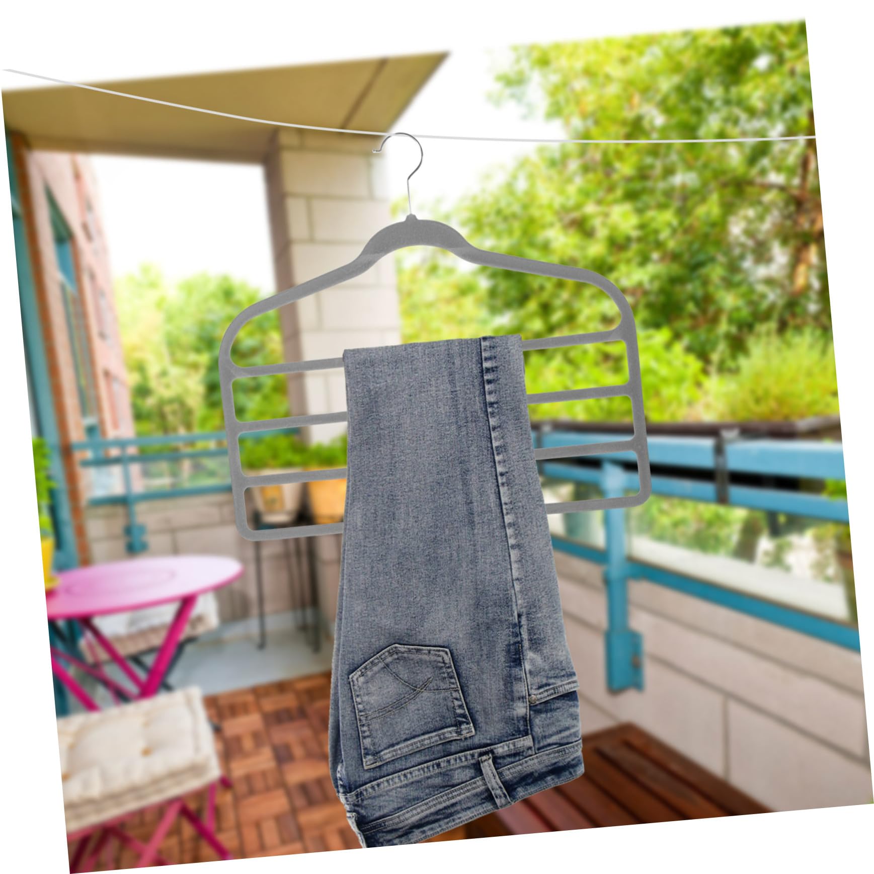 Perchas Multicapa para Pantalones de Plástico Revestimiento de Terciopelo Antideslizante, Paquete de 10 Unidades, Práctico Ahorro de Espacio en Armarios