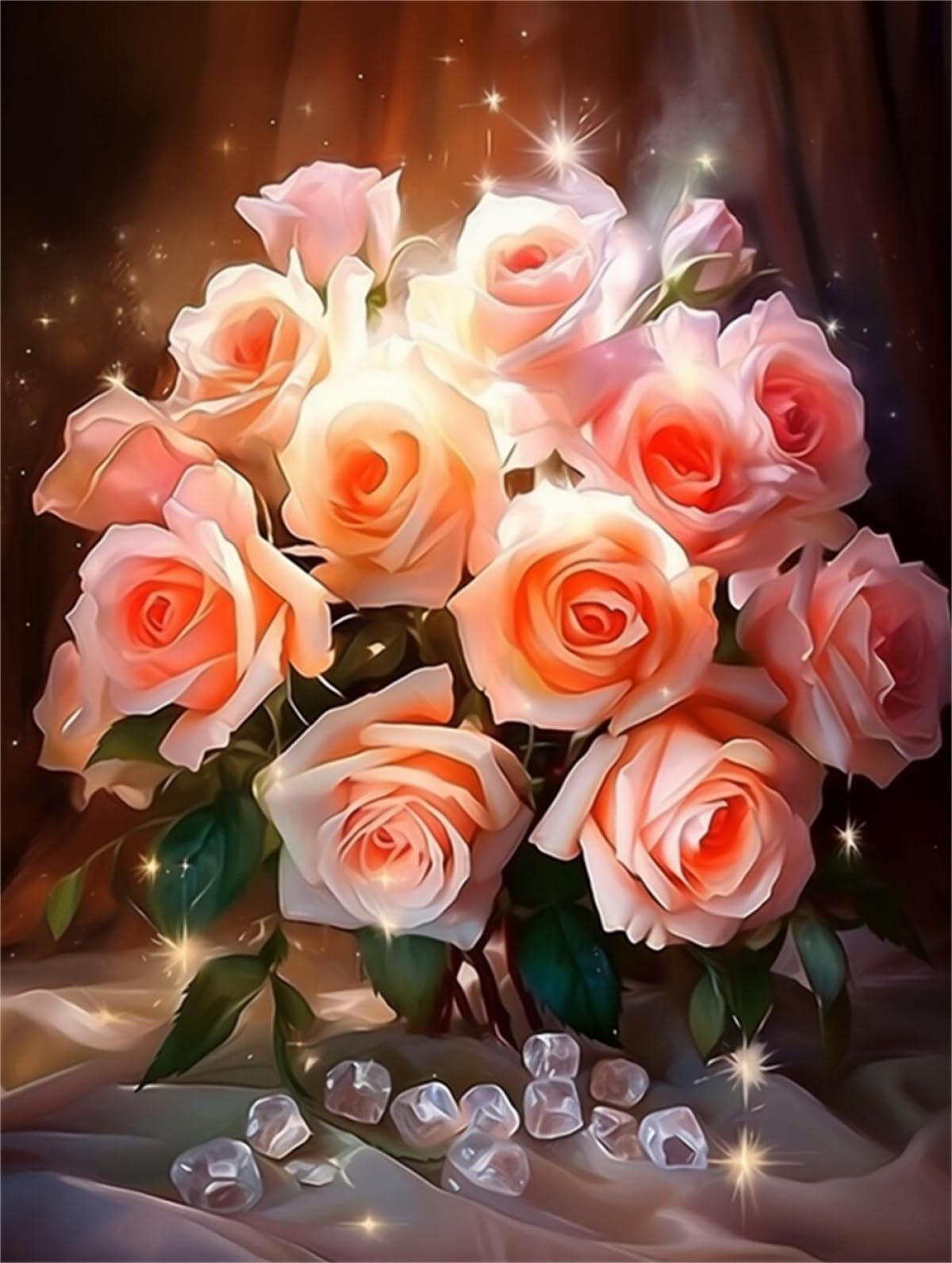 Taxpy 11CT Rosas Rosadas Diy Kit Punto De Cruz Flores De Fantasía Kits De Patrones De Punto De Cruz,Kit De Bordado Para Adultos Y Principiantes,Juego De Manualidades 80x100cm