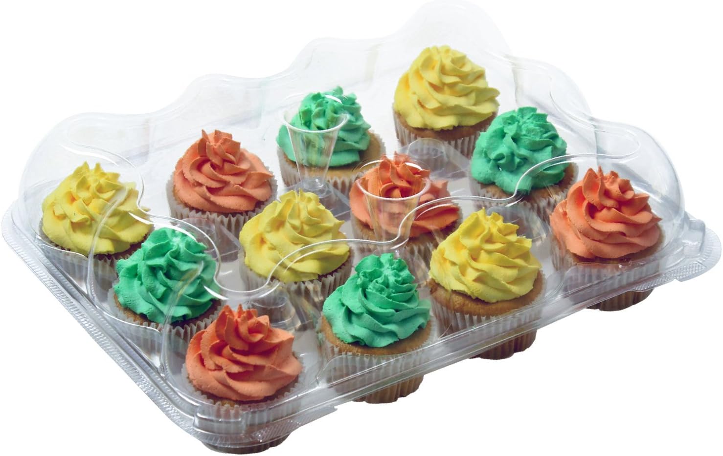 OccasionWise Premium Large Clear Cupcake Boxes with 12 Compartments | Durable Cup Cake Container/Holder to Keep Your Cupcakes or Muffins Delicious and Fresh Longer | Pack of 4
