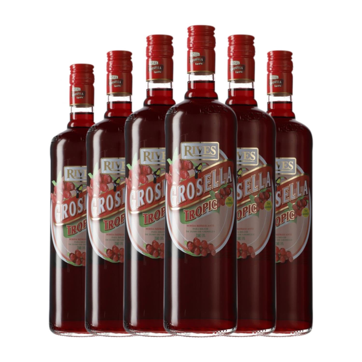 Licores Rives Grosella Botella Misil 1 L (Caja de 6 Botella Misil de 1 L)