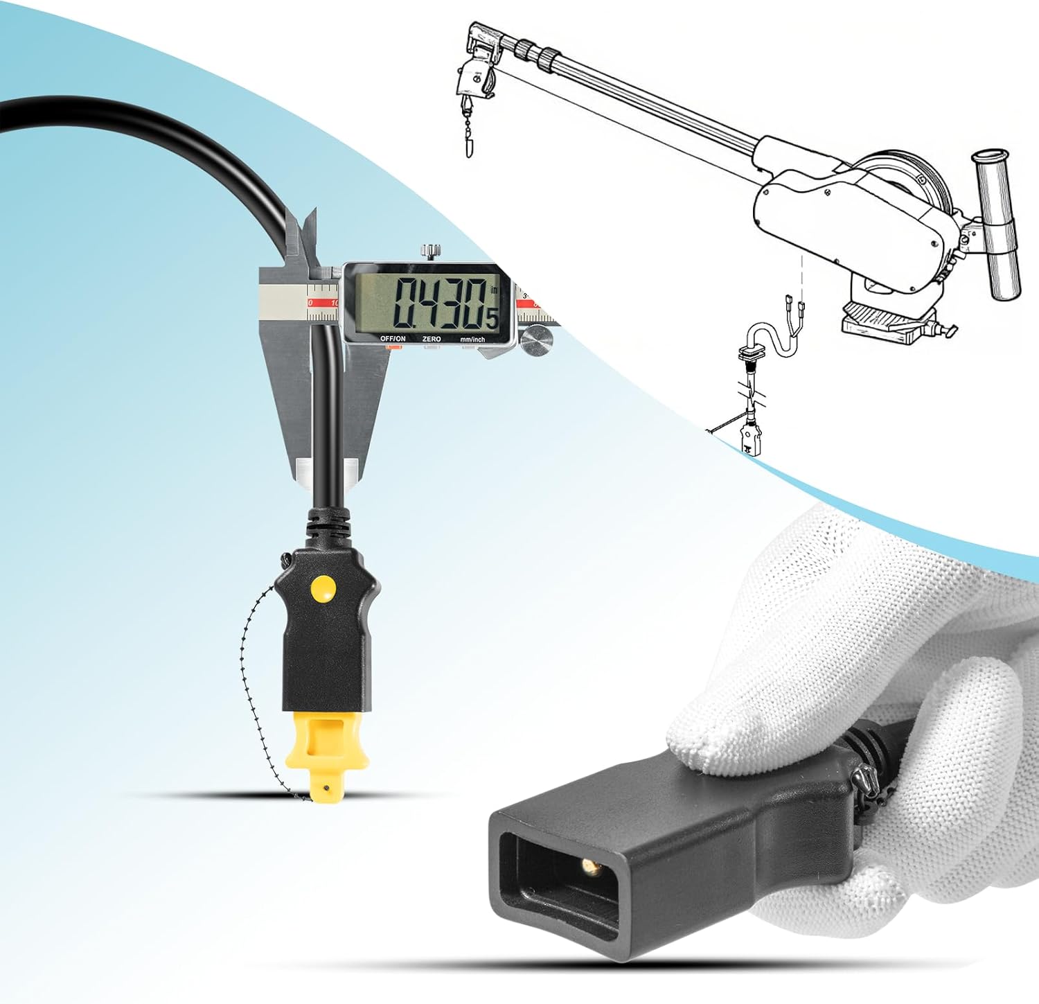 3393202 Downrigger Power Cable Motor Side Cable for Cannon Electric Downriggers Mag 15, Mag 20, Mag 20DT, Marlin