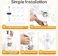 Vista 6 de Portavelas de cristal, candelabro Crystall, centro de mesa moderno de 7 brazos, candelabro cónico de cristal, centro de mesa de boda familiar, 14