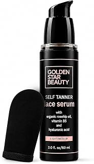 Face Tanner, USA Made Facial Self Tanning Serum, Natural & Organic Ingredients, Moisturizing Face Tan w/Application Mitt for Natural-Looking Sunless Tan, Streak-Free Glow, Lightweight and Nourishing