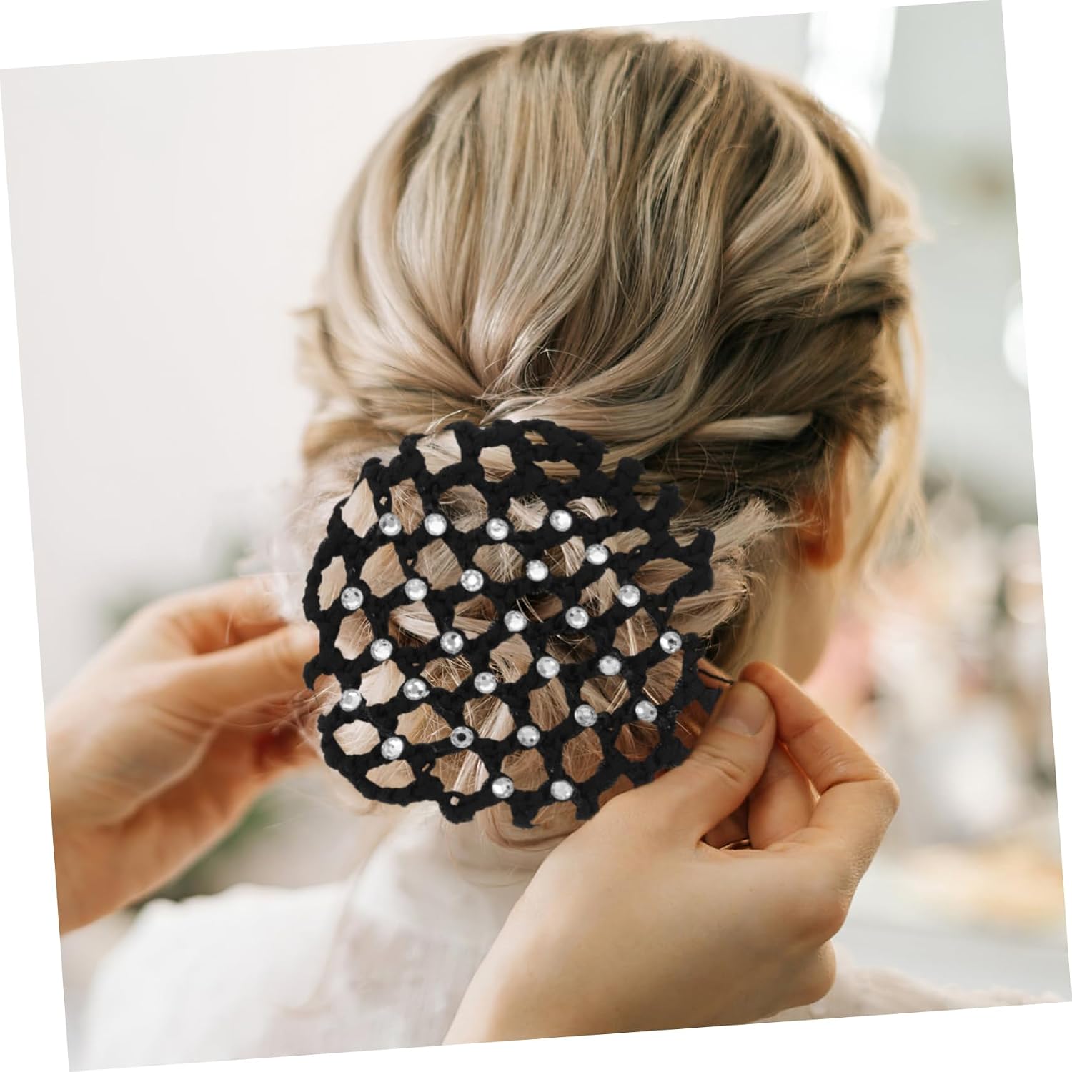 4pcs Hair Nets Acrylic Rhinestone Bun Nets Mesh Hair for Boys and Girls Ballerina Dancer Headwear Snood