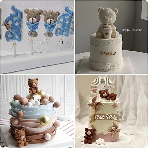 Miniatura 9 de LKDQUTHM Juego de 4 moldes de silicona de oso para decorar pasteles, cupcakes, pasta de goma de mascar de chocolate, caramelo y chocolate, arcilla