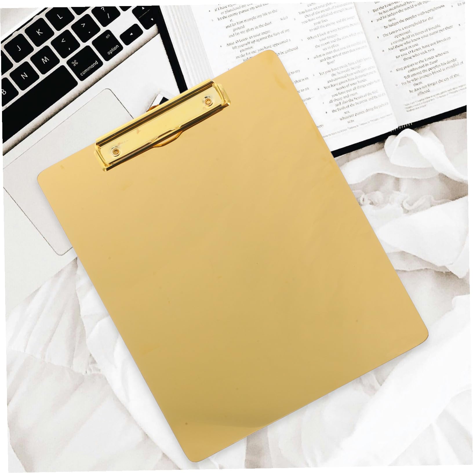NOLITOY Portapapeles Organizador Resistente y Elegante A4 Clip de Acero Inoxidable Dorado para 1-100 Hojas, Esquinas Redondeadas, Adecuado para Oficina y Escuela