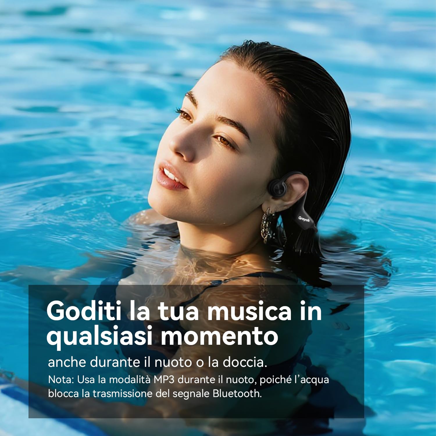 Cuffie a Conduzione Ossea IP68, Bluetooth 5.4 con Lettore MP3 32 GB, Open Ear, per Nuoto, Corsa e Sport all'Aperto
