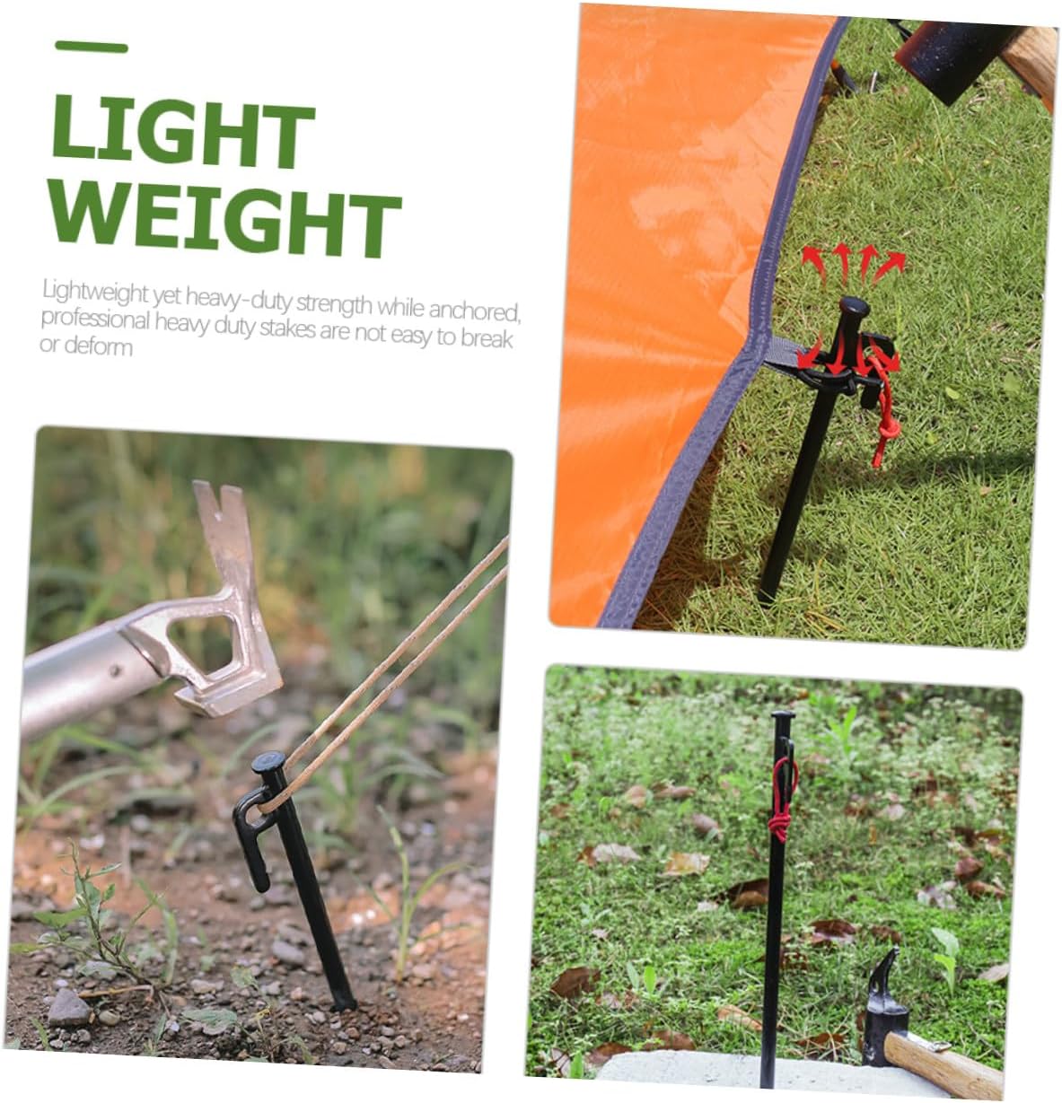 Healifty 8pcs Outdoor Tent Stakes Heavy-Duty Iron Camping Ground Pegs with Storage Bag for Windproof Tent Anchoring and Landscape Use