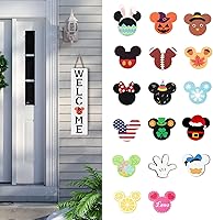 Vista 9 de Linda señal de bienvenida estacional intercambiable de ratón, señal de bienvenida a nuestro hogar con 20 piezas intercambiables de vacaciones