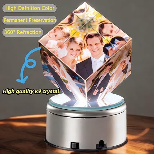 Miniatura 4 de Marco de fotos de cristal 3D personalizado, marcos de fotos personalizados con fotos a color, regalos de cumpleaños personalizados de aniversario