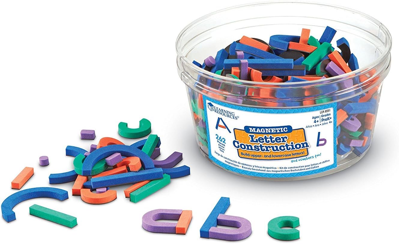 Learning Resources Magnetic Letter and Number Construction Set, Soft Foam Magnetic Shapes, Uppercase and Lowercase Letters, Teaching Aids, 262 Pieces, Grades PreK+, Ages 4+