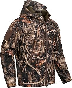 CARWORNIC Men's Tactical Outdoor Hunting Jacket Waterproof Softshell Fleece Camouflage Jackets