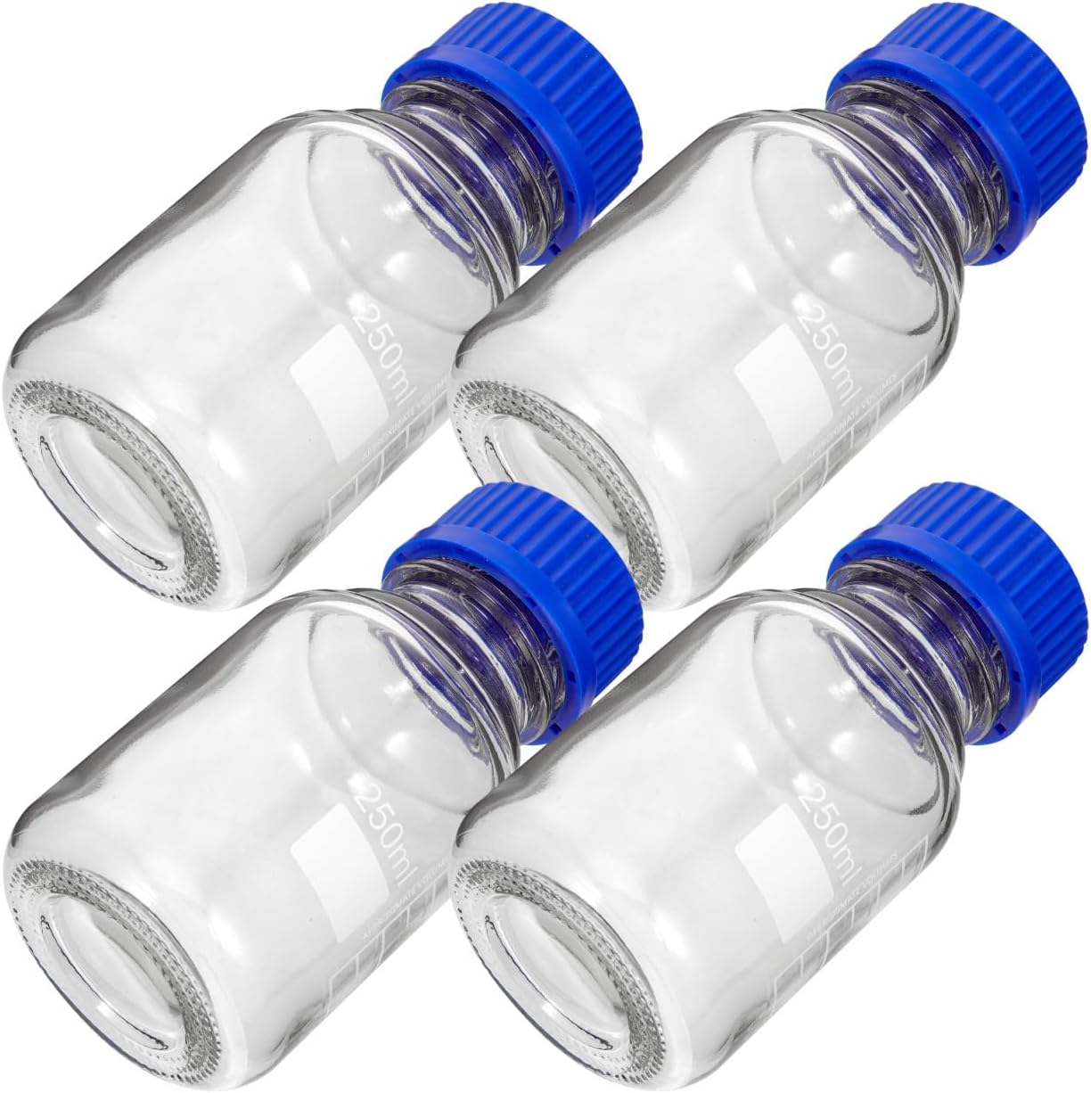 4pcs Glass Reagent Bottles Empty Graduated Storage Bottles Screw Caps for Liquid and Sample Storage for Lab Classroom and Home Use