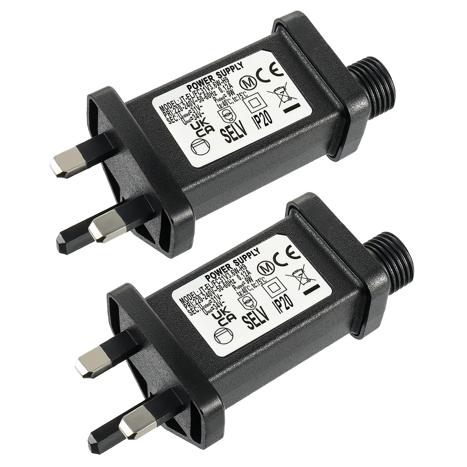 JAMHER 31V 9W 0.2A Transformer Plug LED Driver IP20 Waterproof Power Supply Adapter with Timer 8 Modes for Christmas Tree Lights Flashing Lights Fairy Lights Icicle Lights Net Lights(2 Pack)