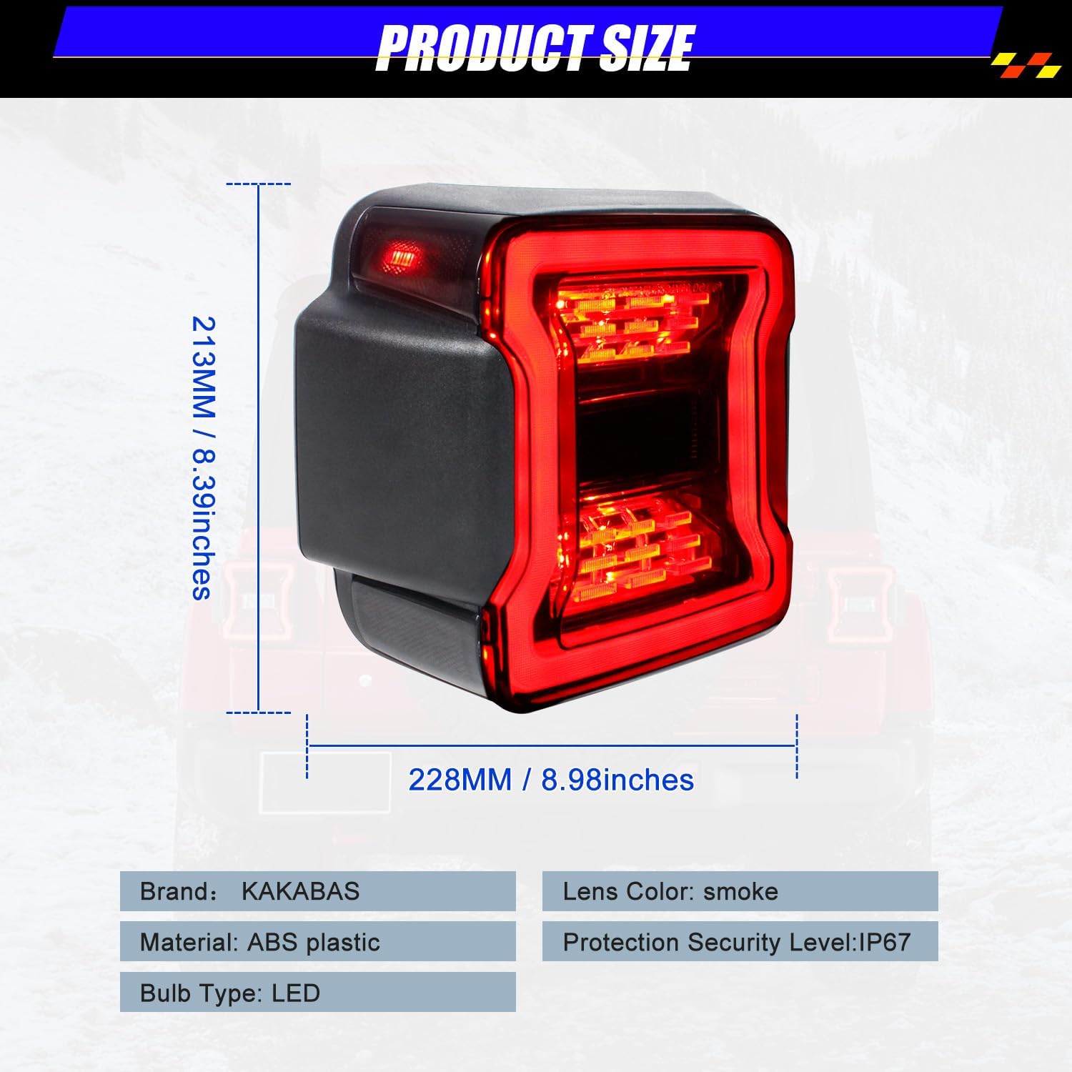 Smoke Lens LED Tail Lights Compatible With Jeep Wrangler JL 2018-2024 Turn Signal Reverse Light Lamp Running Lights Brake Lights Side Marker Light Assembly (1 Pair)