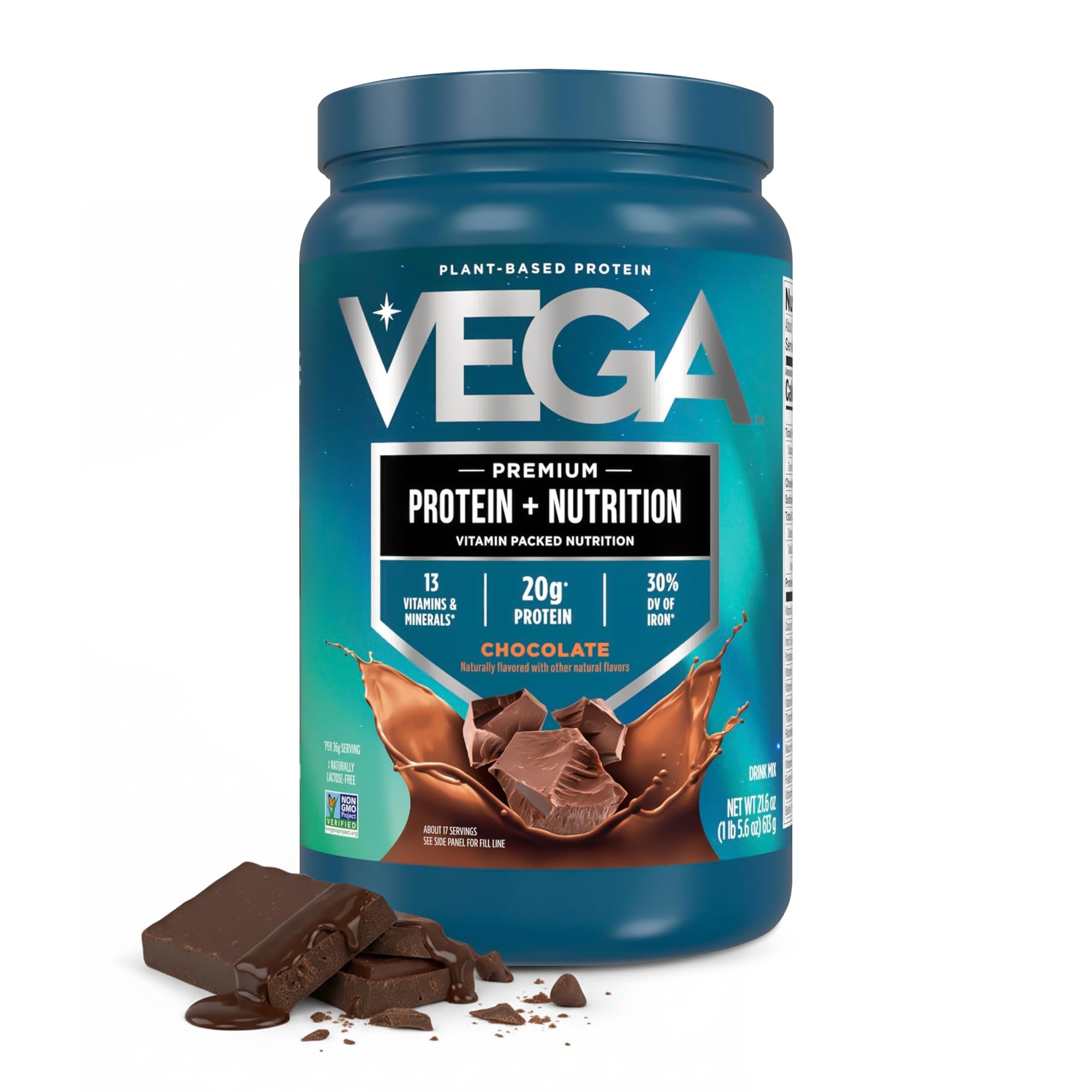 Vega Proteína vegetal em pó, chocolate, 20 g, 17 porções