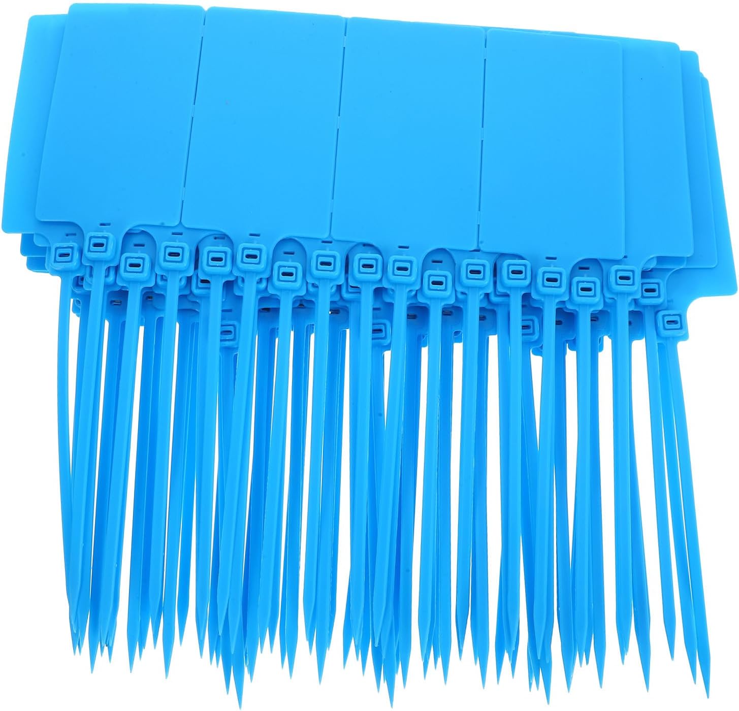 100pcs Blue Plastic Shipping Tags with Wire Cable Labels Blank Pendant Labels for Luggage and Packaging 5.8x100mm Industrial Shipping Supplies