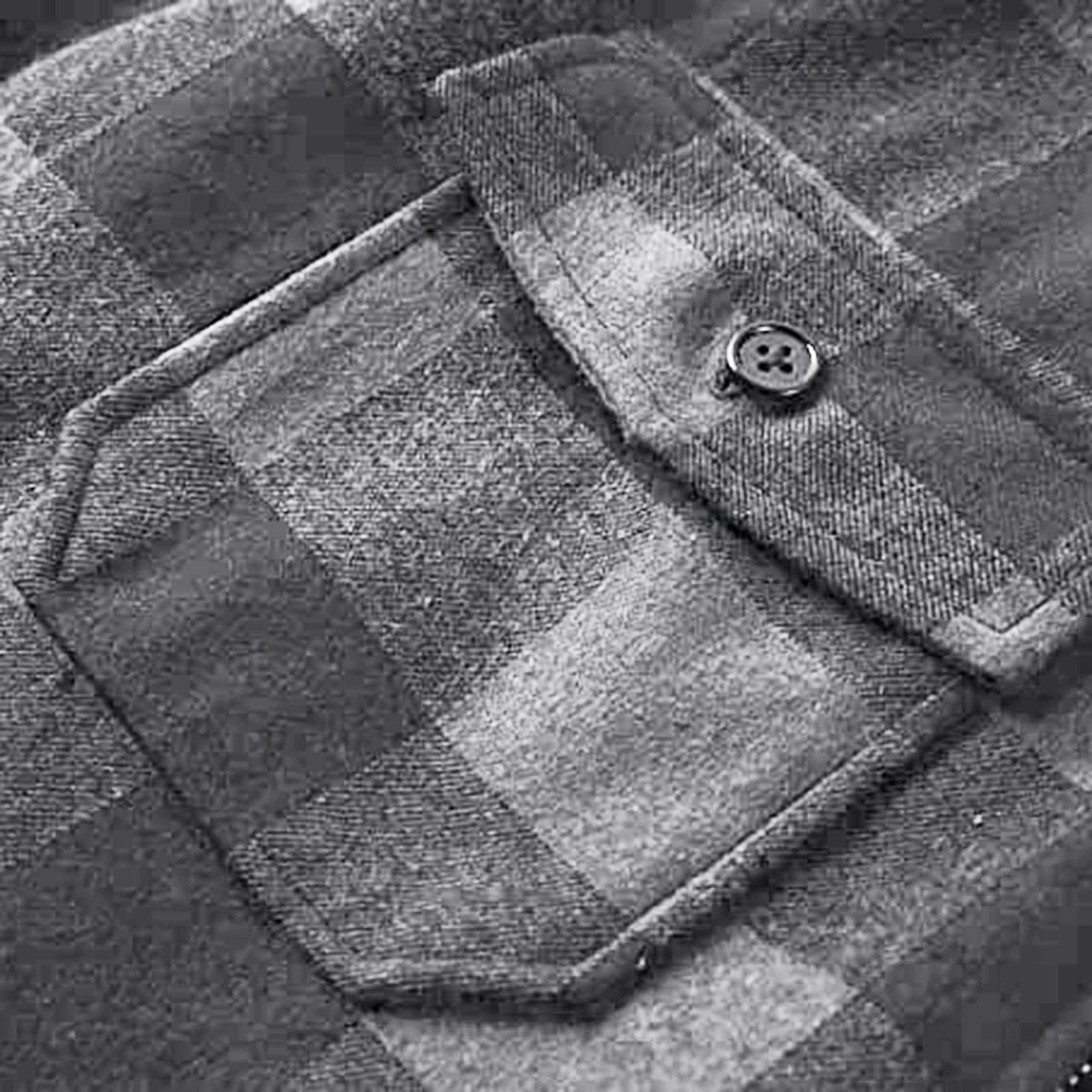 Herren Langarm Kariertes Bequemes Button-up Baumwollhemd Thermohemd Flanellhemd Winterjacke Gefüttert Fleecefutter schützendem Innenfutter Holzfällerhemd Arbeitshemd Outdoor