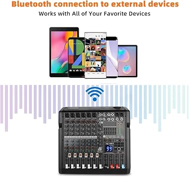 8 Channels Audio Mixer Sound Table Professional DJ Mixing Console Built In 99 Digital Effects 48V Phantom Power Widely Applicable