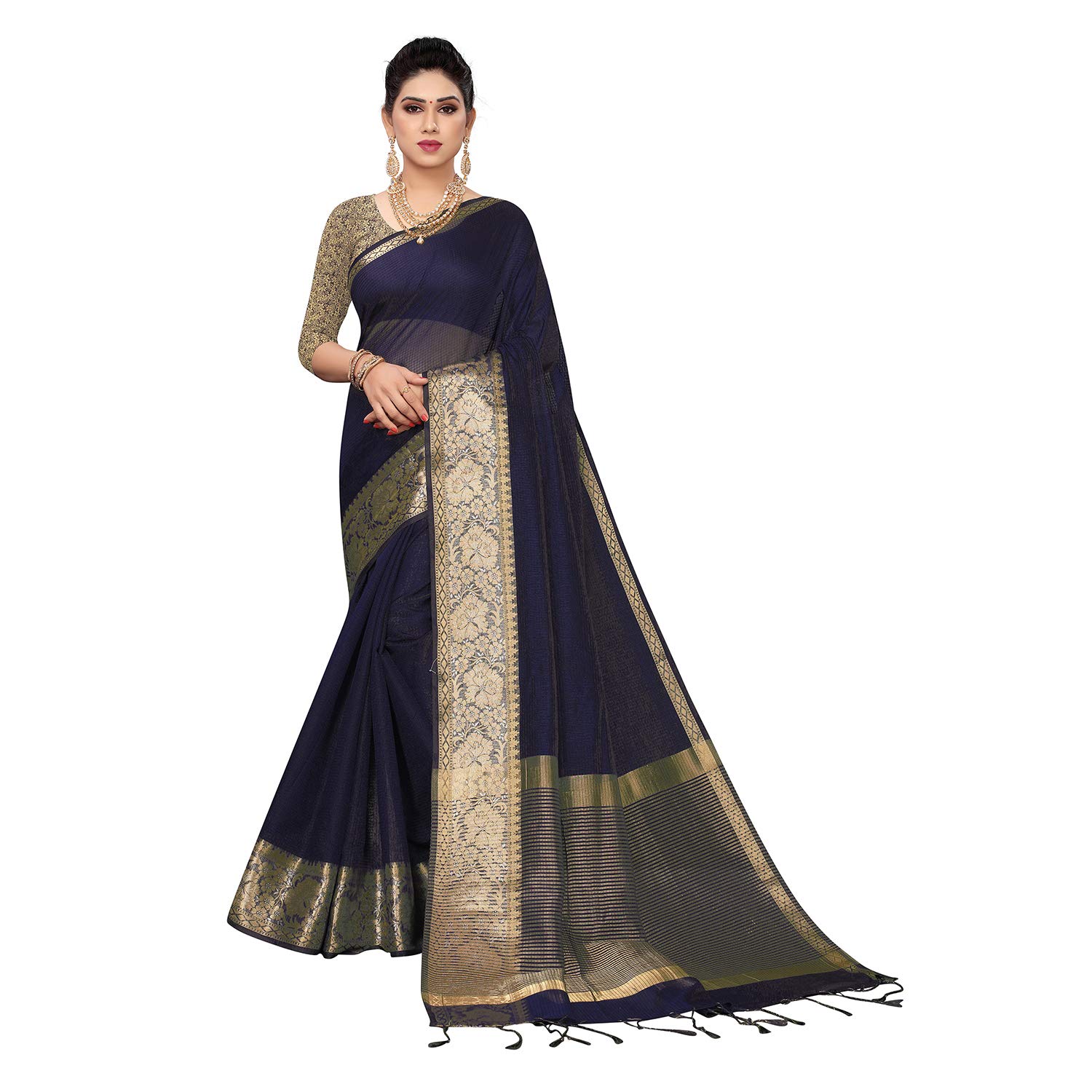 PISARA Women Banarasi Cotton Silk Saree