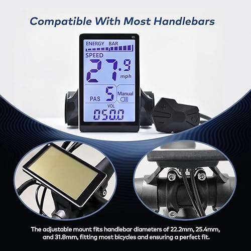 Miniatura 6 de Pantalla Ebike, protocolo UART N 2, 24V-60V aleación de aluminio de la computadora de ciclismo, pantalla LCD Ebike para enriquecer el viaje de