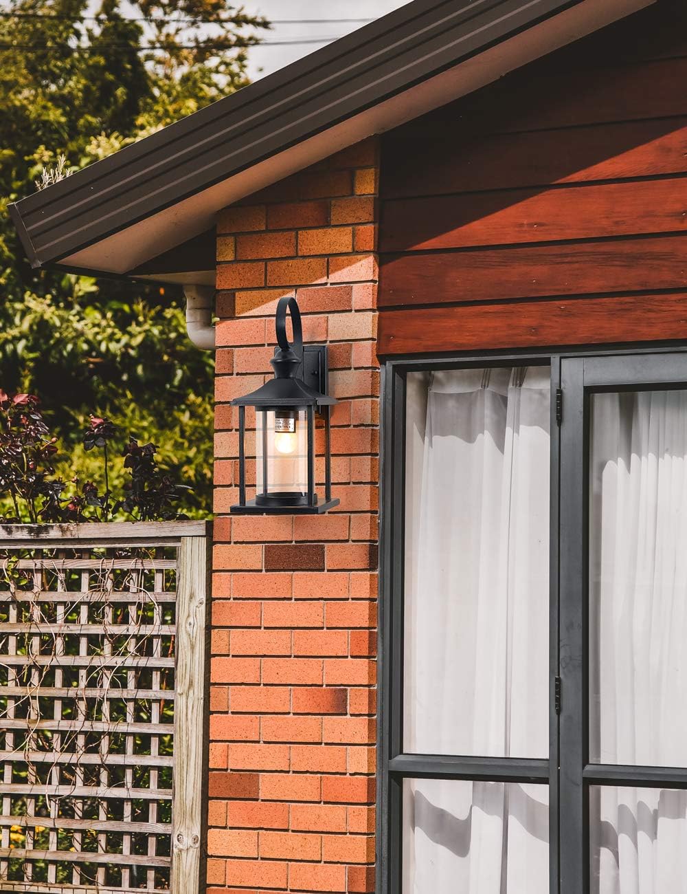 Review Discount Modern Outdoor Wall Light Outdoor Porch Light E26 Black Finish Exterior Wall Light Fixture with Clear Glass, Waterproof Wall Lantern Outdoor for Garage, Courtyard, Patio, Garden