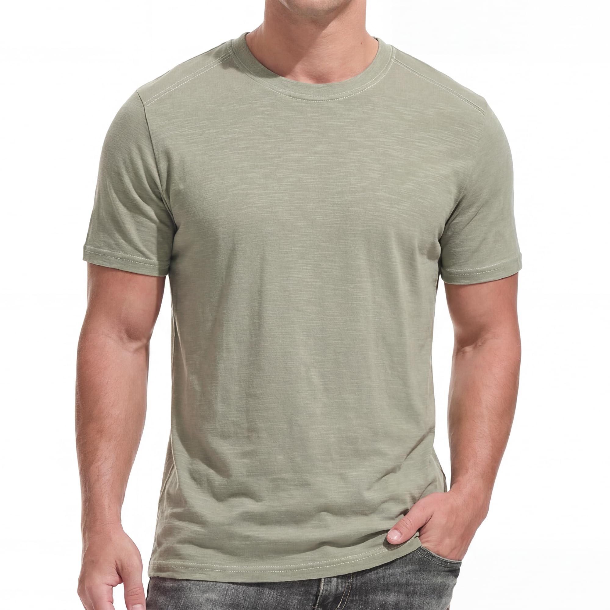 MRING für Herren 95% Baumwolle Sommer Einfarbig Basic Top Männer Kurzarm T-Shirt