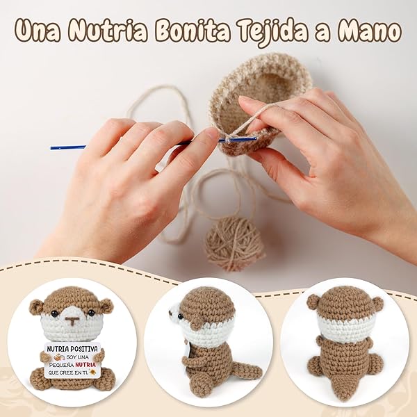 Vetbuosa Regalo Positivo para Mujer, Regalos Amigas Originales - Nutria de Ganchillo con Mensaje Positivo, Regalo Original Amiga, Ideal para Cumpleaños, Aniversario o Navidad - 3