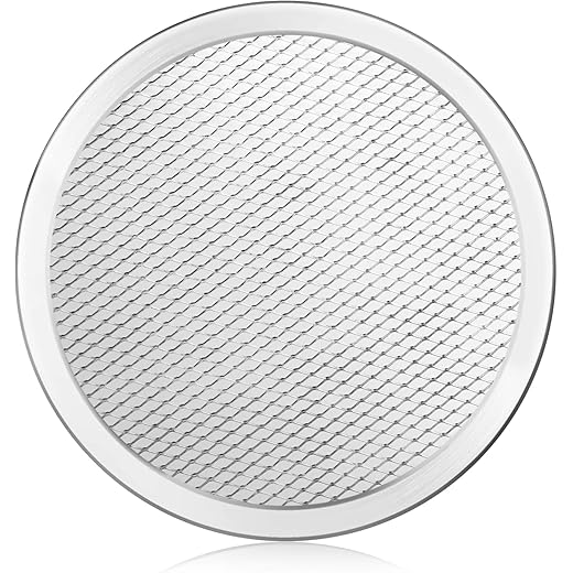 New Star Foodservice 50936 Restaurant-Grade Aluminum Pizza Baking Screen, Seamless, 8-Inch, Pack of 6
