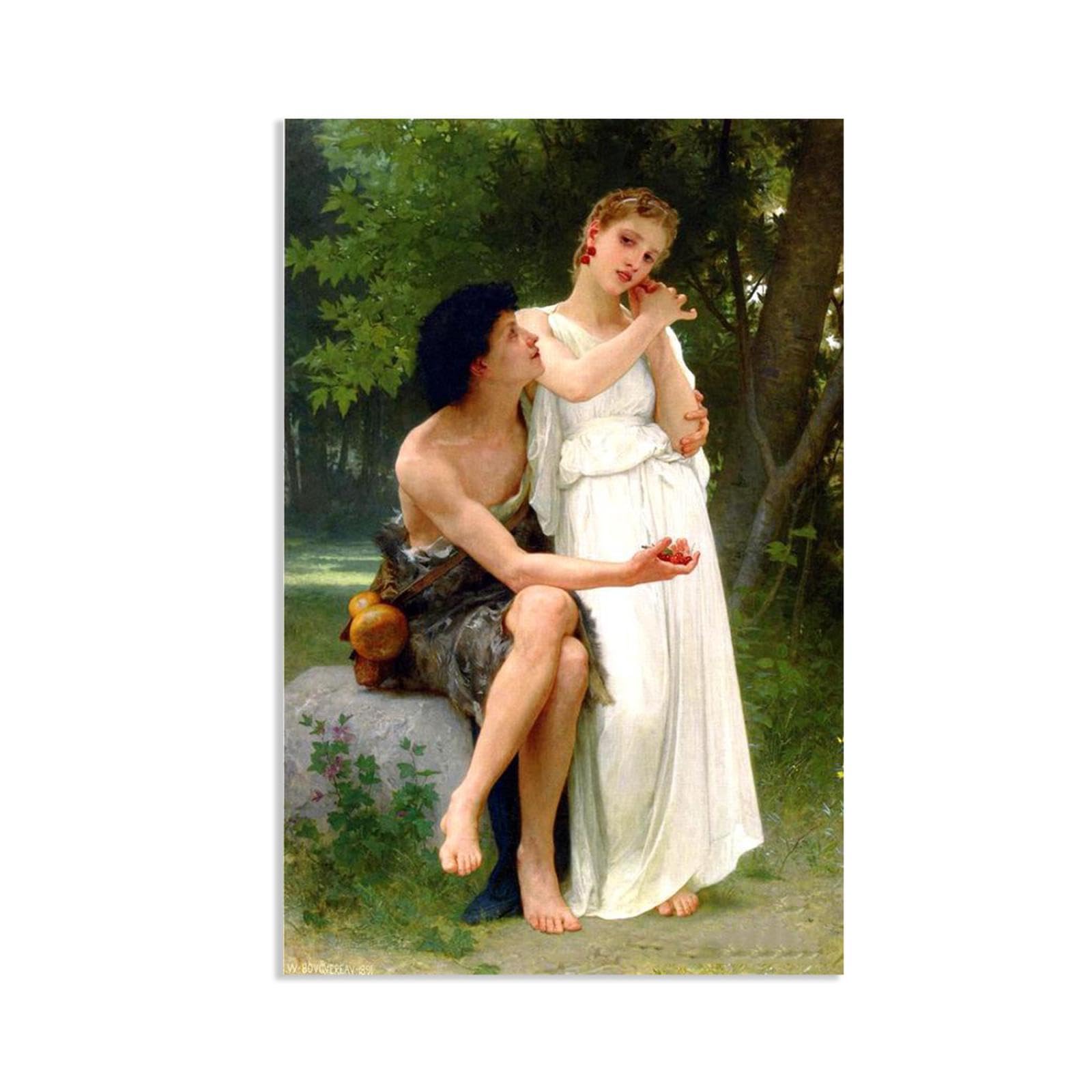 RXNHGJDS William-Adolphe Bouguereau Wall Art First Jewels Classical Art Prints Picture Famous Artwork Wall Decor for Living Room Bedroom Bathroom Home Decor 75x50cm frameless