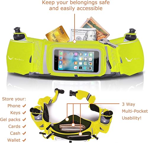 Miniatura 34 de Cinturón de hidratación No. 1 - Cinturón de combustible de alta calidad para correr con 2 botellas de agua de 10 onzas sin BPA, bolsillo inclinado