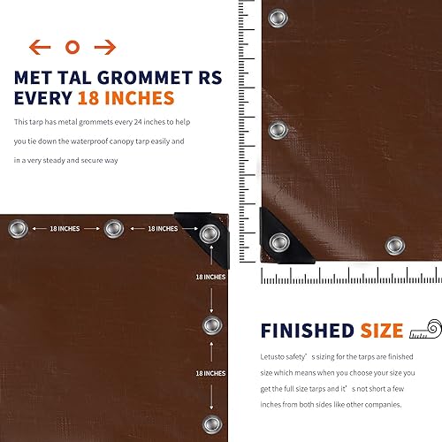 Miniatura 6 de 25 x 40 pies RSW - Lona reversible de seguridad resistente al agua de 12 mil, resistente a los rayos UV, lona a prueba de rasgaduras y desgarros con