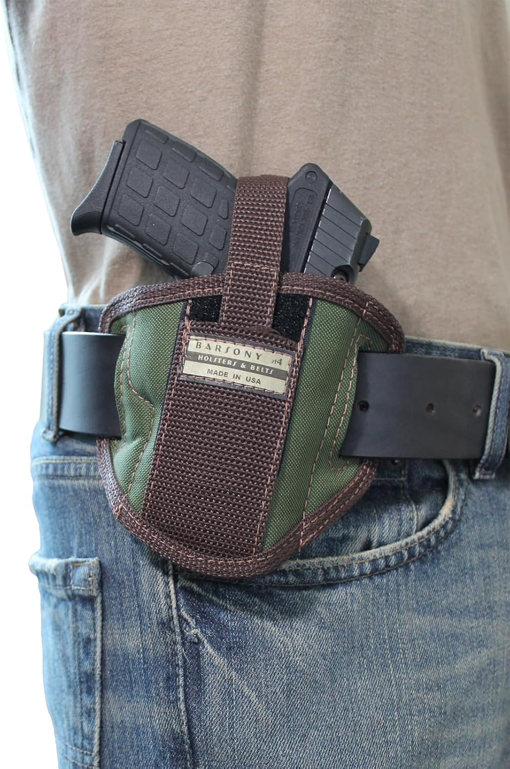Barsony New Woodland Green Ambidextrous Pancake Holster for Full Size 9mm 40 45 Pistols