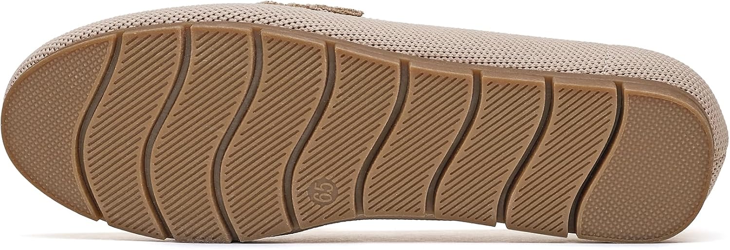 Loafers for Women Comfortable Slip On Working Shoes Womens Dressy Casual Work Flat Knit Shoes Nude Size 12 - Image 4