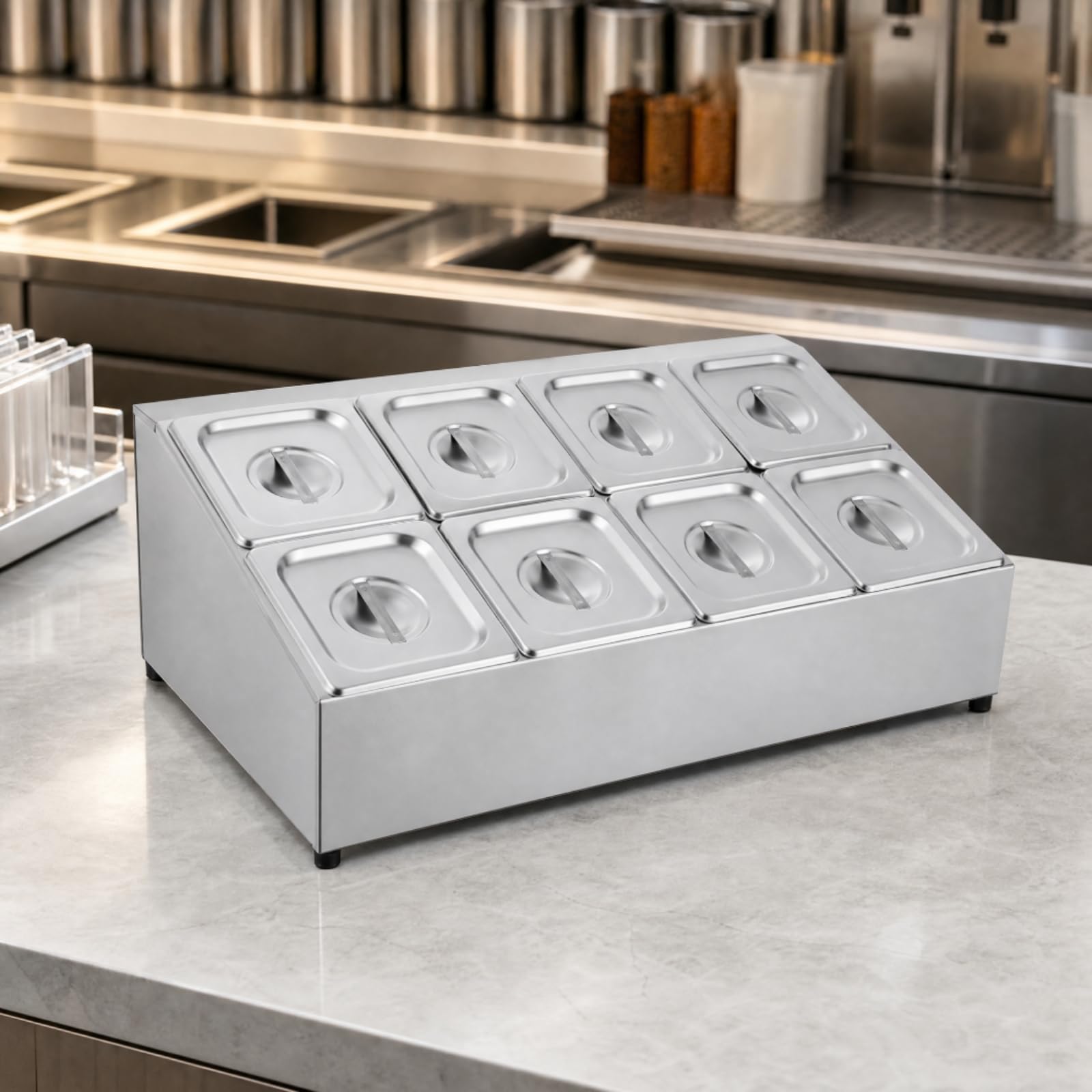 Armadietto Ingredienti in Acciaio Inox Chiusura spezie Facile da Pulire per Esercenti Del Ambito Alimentare, 6 Scomparti
