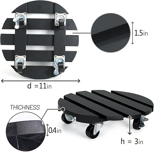 Miniatura 9 de Paquete de 2 soportes para plantas con ruedas, organizadores para plantas con ruedas deslizantes suaves bloqueables de 360, duradero, resistente,