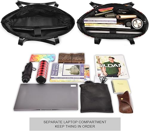 Miniatura 5 de Native American buffalo sun symbols red black Sturdy bags for women for work with zipper laptop tote bags for work for college with travel maletin