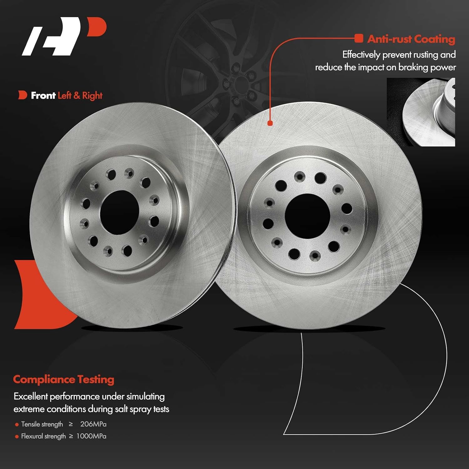 A-Premium 13.58 inch (345 mm) Front Vented Disc Brake Rotors Compatible with Select Buick and Cadillac models - Enclave 2018-2020, XT5 2017-2023, XT6 2020-2023, 2-PC Set