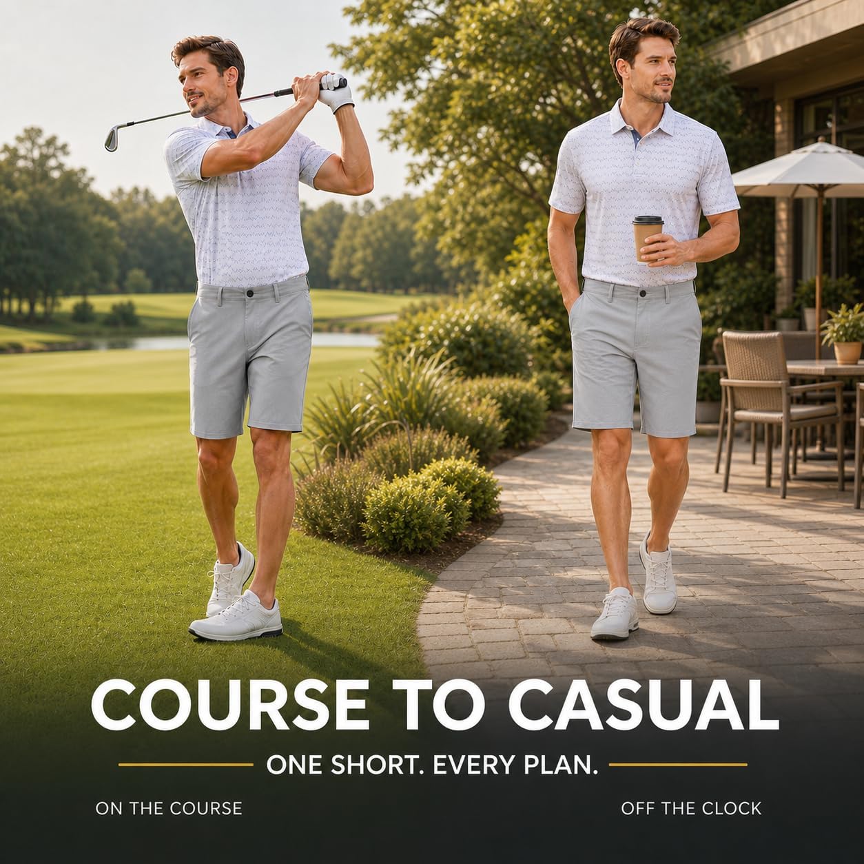 Mens Hybrid Golf Shorts Lightweight Stretch Dress Casual Shorts Quick Dry 9 Inch Inseam with Zip Pockets