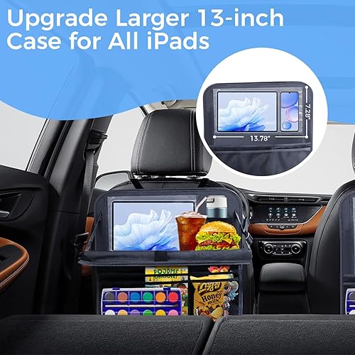 Miniatura 7 de Organizador de coche para asiento trasero (paquete de 2), 9 bolsillos de almacenamiento, organizador de automóvil con soporte para tableta,